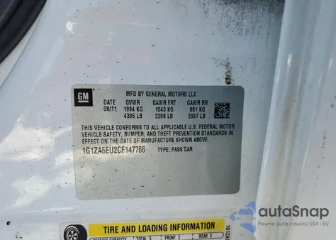 2012 Chevrolet Malibu Ls from USA, damaged, VIN 1G1ZA5EU2CF147766